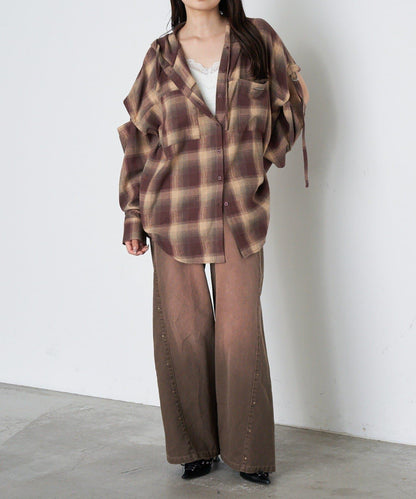 鉚釘裝飾寬鬆牛仔褲