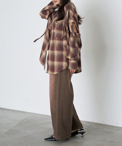 鉚釘裝飾寬鬆牛仔褲