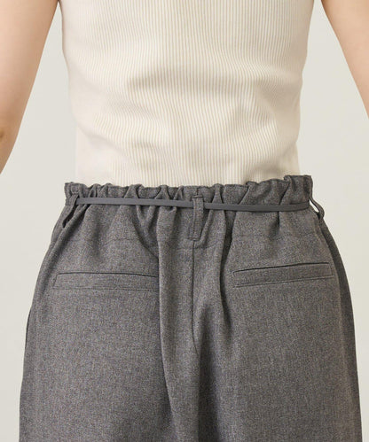 【收腰顯瘦！】附帶繫帶腰帶褶皺寬鬆休閒長褲