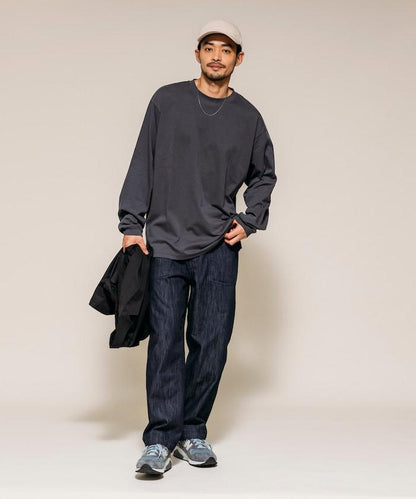 高捻順滑純色長袖T恤 無圖案