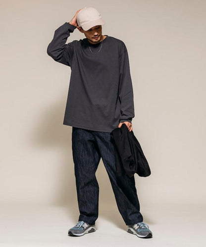 高捻順滑純色長袖T恤 無圖案