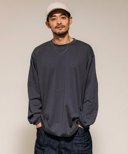 高捻順滑純色長袖T恤 無圖案