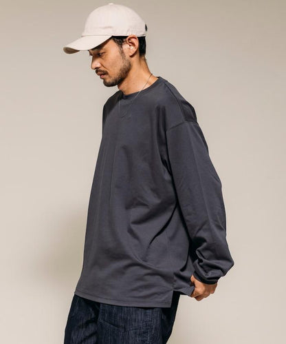 高捻順滑純色長袖T恤 無圖案