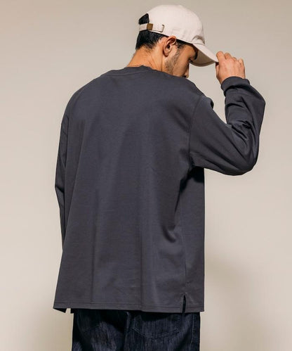 高捻順滑純色長袖T恤 無圖案