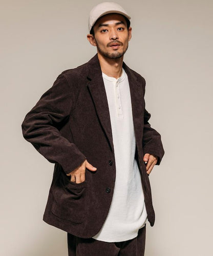 SOLOTEX 燈芯絨兩粒扣西裝套裝 休閒版型西裝外套 燈芯絨長褲