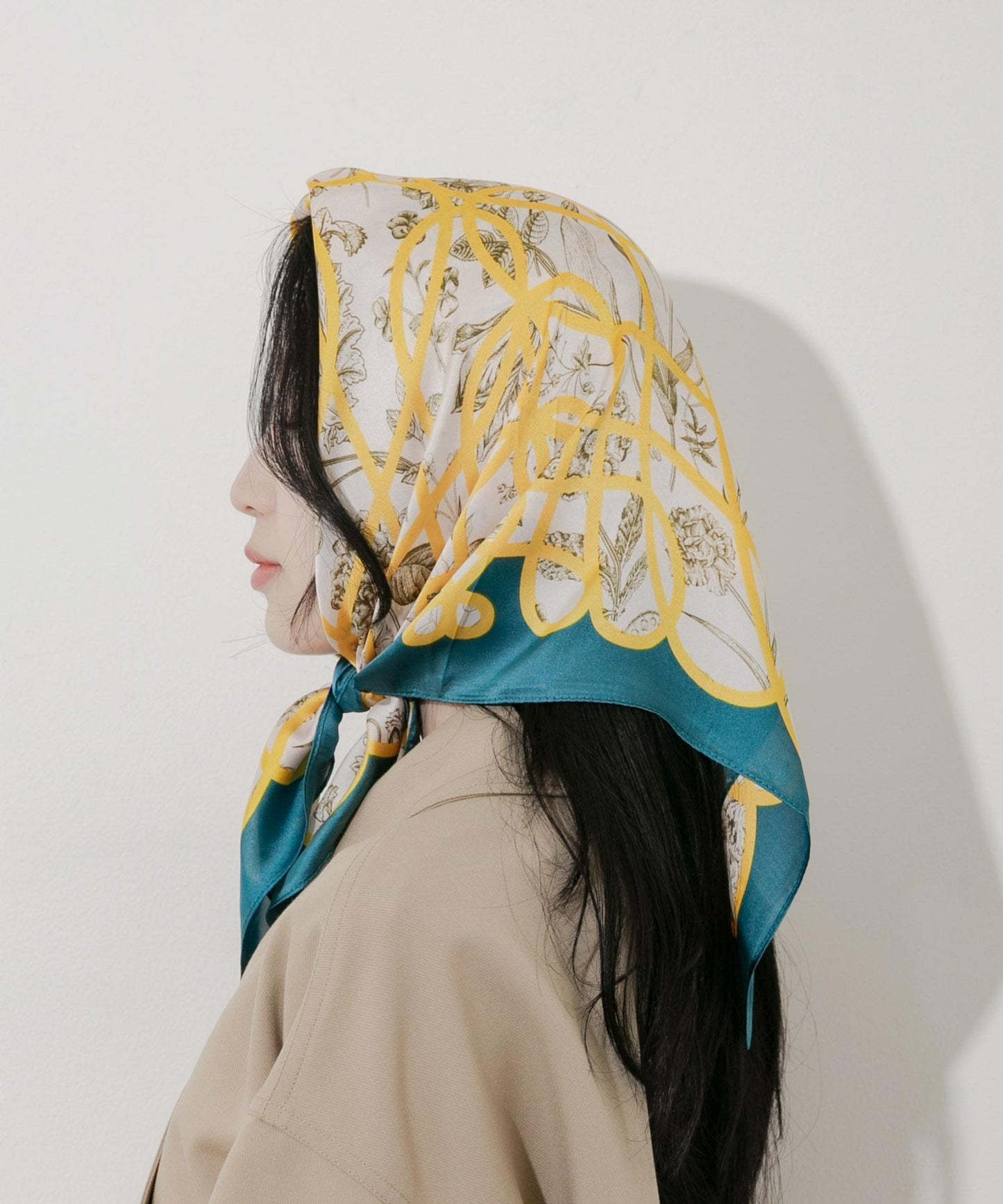 拼色圖案絲巾