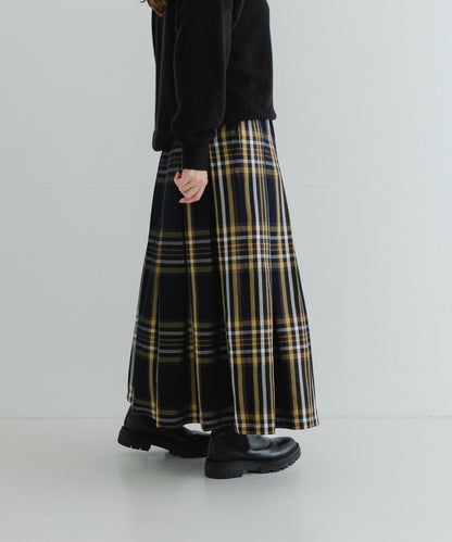 褶皺格紋休閒裙