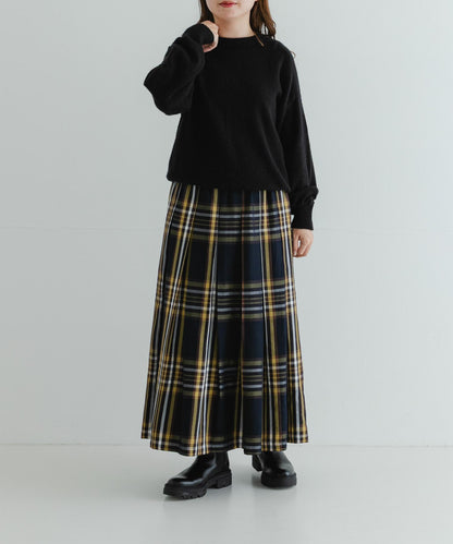 褶皺格紋休閒裙