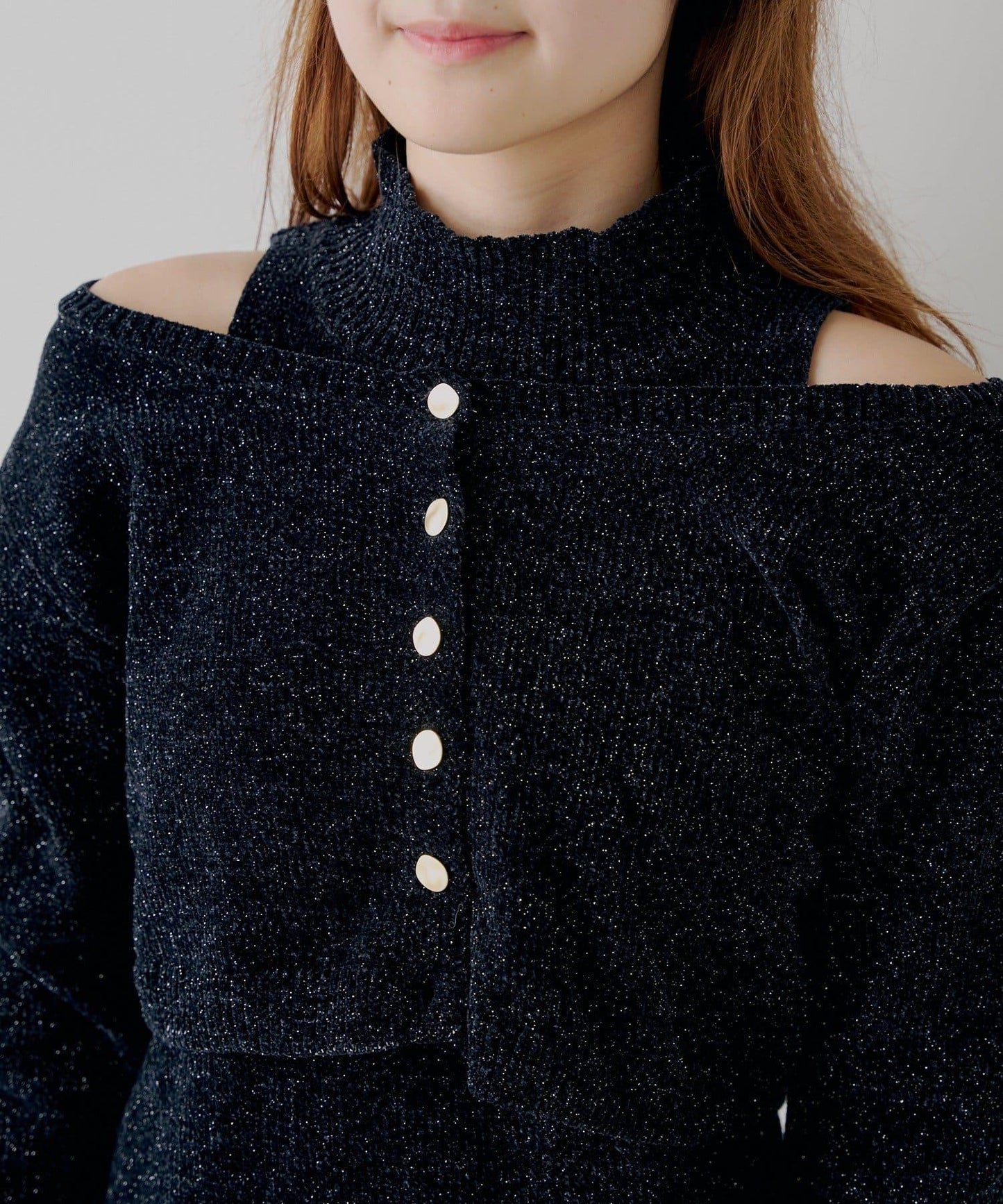 【Chico】天鵝絨無袖連衣裙+開衫套裝