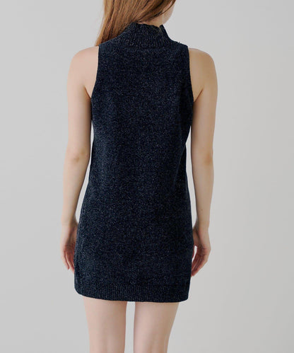 【Chico】天鵝絨無袖連衣裙+開衫套裝