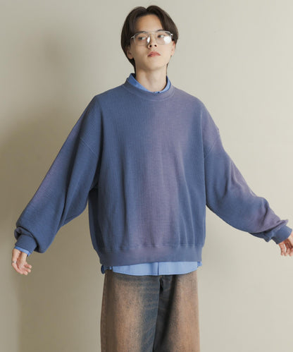 漸變華夫格泡泡袖衛衣