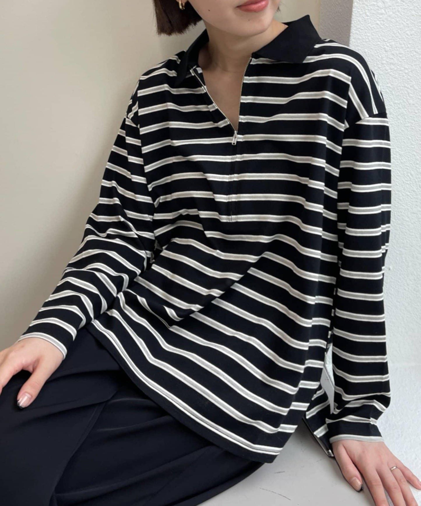 帶領多色條紋長袖T恤