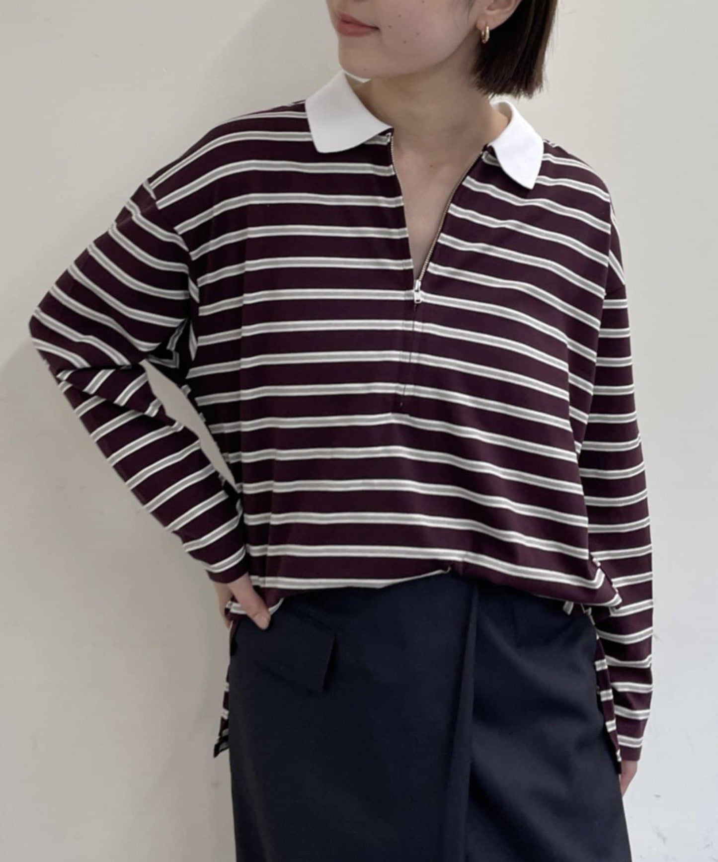 帶領多色條紋長袖T恤