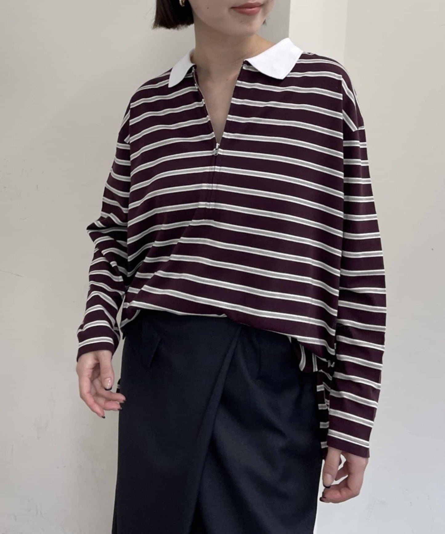 帶領多色條紋長袖T恤