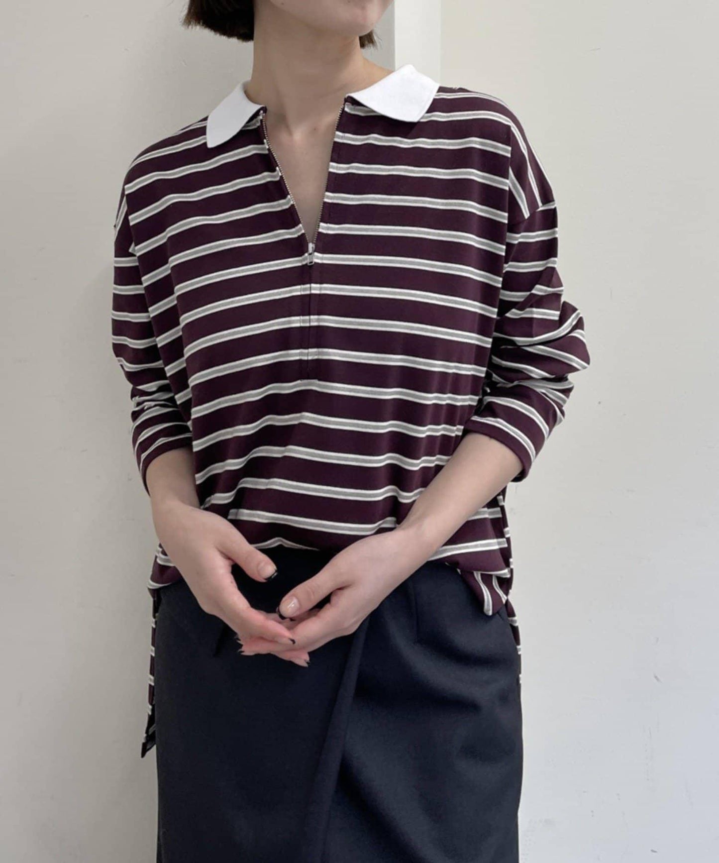 帶領多色條紋長袖T恤