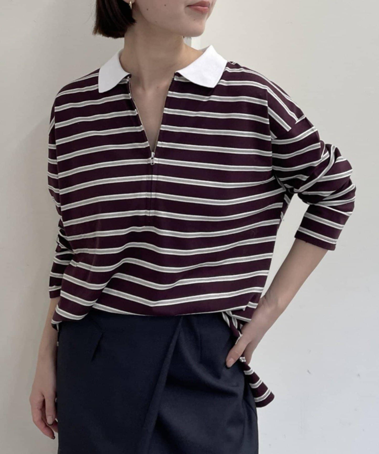 帶領多色條紋長袖T恤