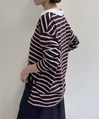 帶領多色條紋長袖T恤