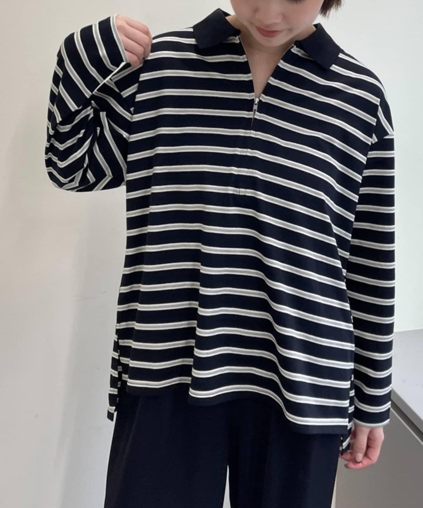 帶領多色條紋長袖T恤