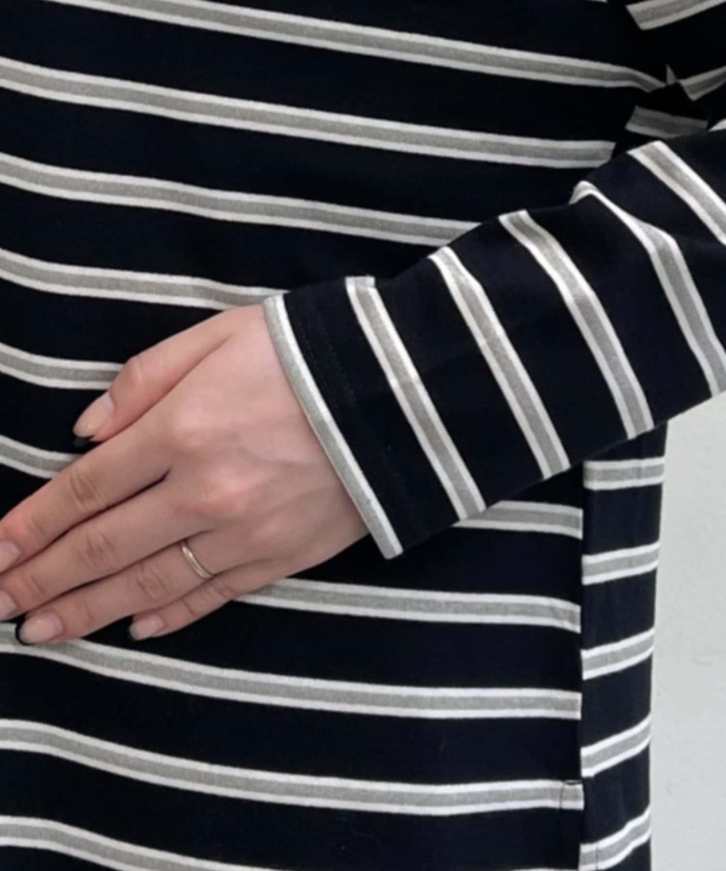 帶領多色條紋長袖T恤