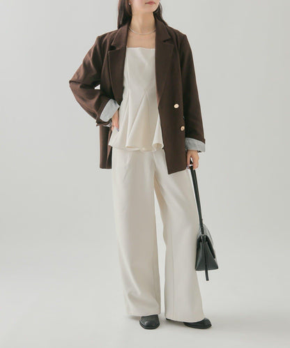 花呢荷葉邊吊帶上衣套裝