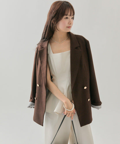 花呢荷葉邊吊帶上衣套裝