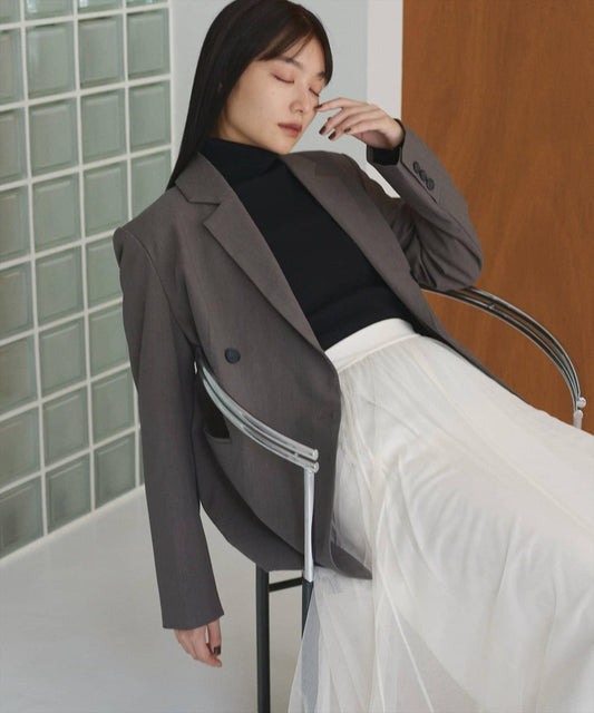 配腰帶長款西裝外套