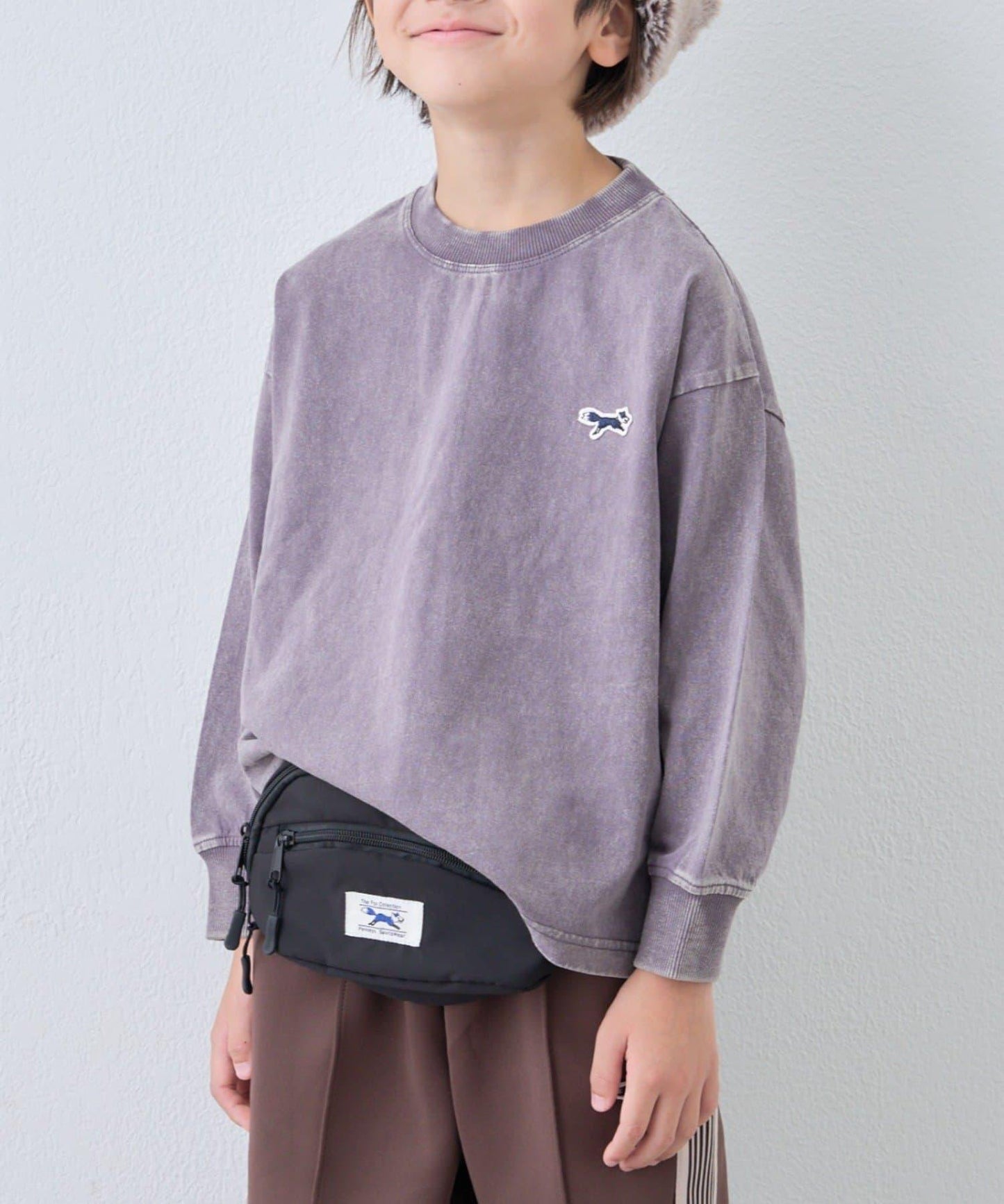 【KIDS】【FOX×TYPY】水洗工藝單點裝飾長袖T恤