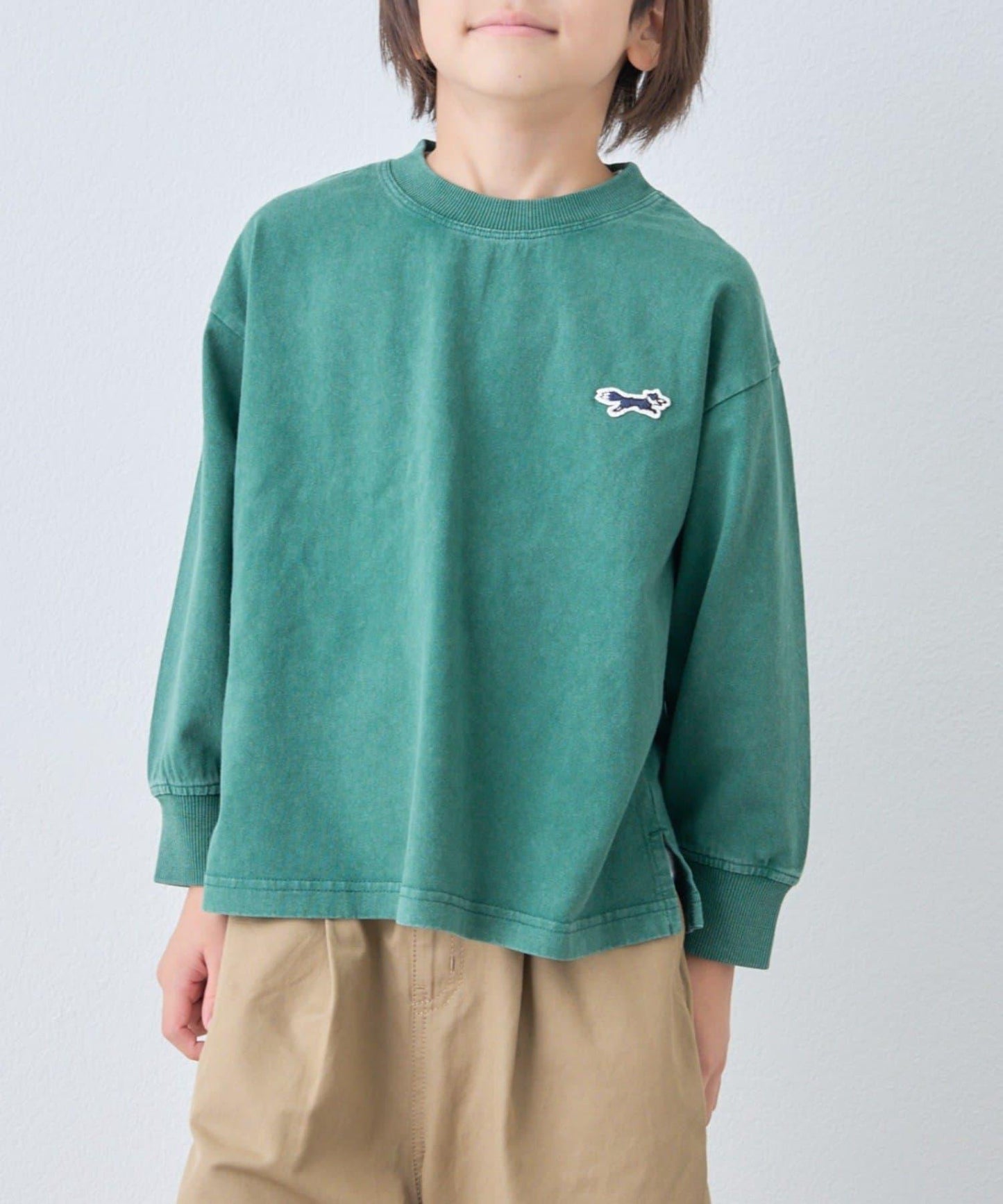 【KIDS】【FOX×TYPY】水洗工藝單點裝飾長袖T恤