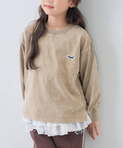 【KIDS】【FOX×TYPY】水洗工藝單點裝飾長袖T恤