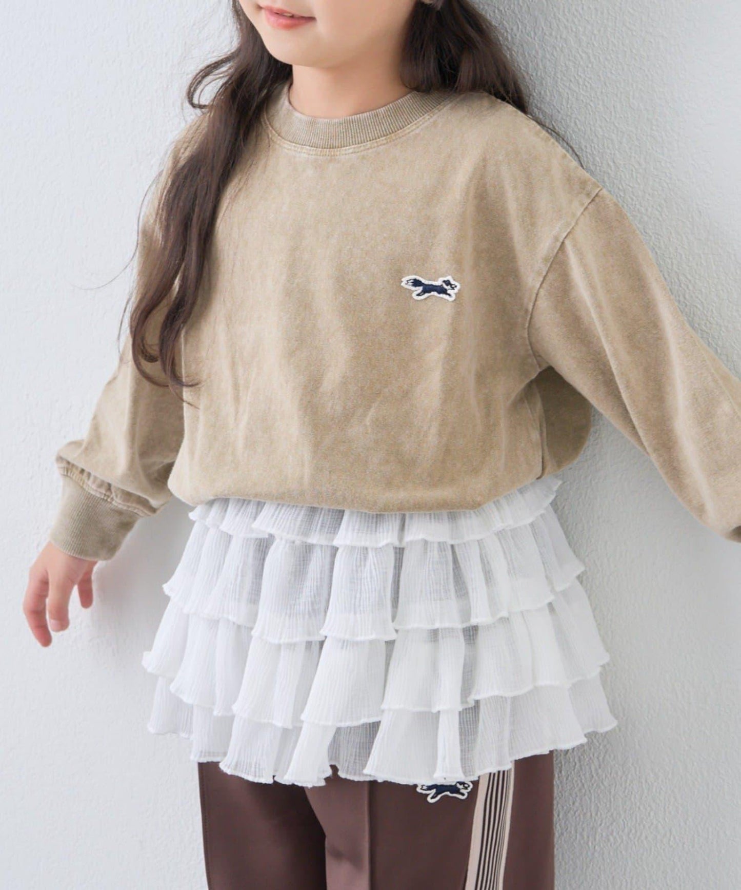 【KIDS】【FOX×TYPY】水洗工藝單點裝飾長袖T恤