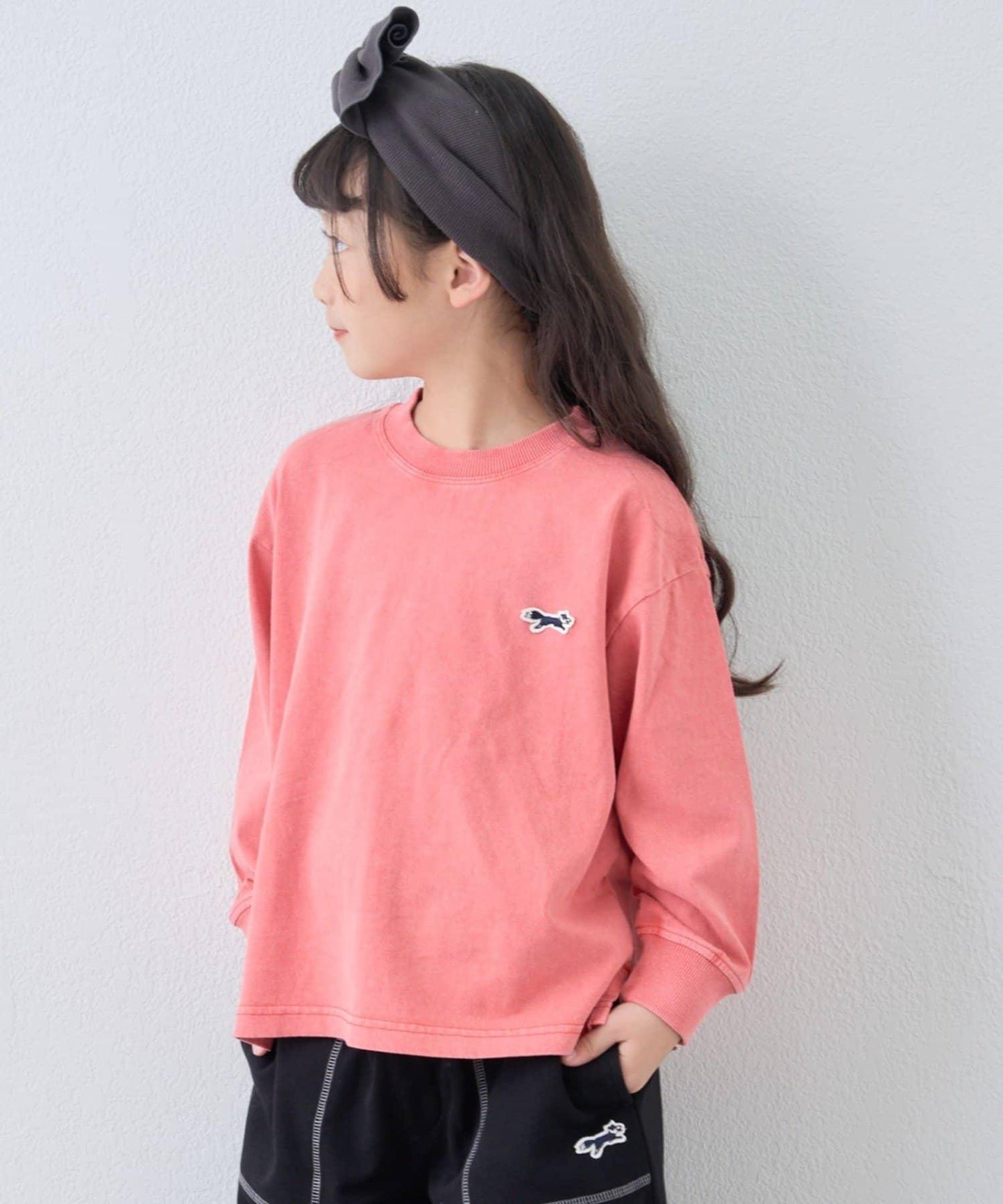 【KIDS】【FOX×TYPY】水洗工藝單點裝飾長袖T恤