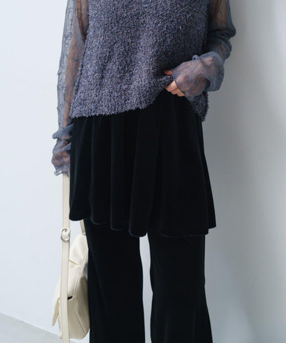 【・部分門店限定/2尺碼可選/小個子尺碼】天鵝絨半身裙褲套裝