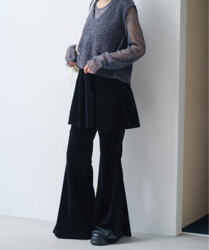 【・部分門店限定/2尺碼可選/小個子尺碼】天鵝絨半身裙褲套裝