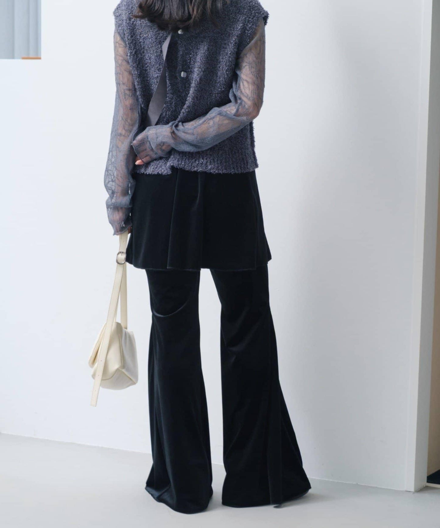 【・部分門店限定/2尺碼可選/小個子尺碼】天鵝絨半身裙褲套裝