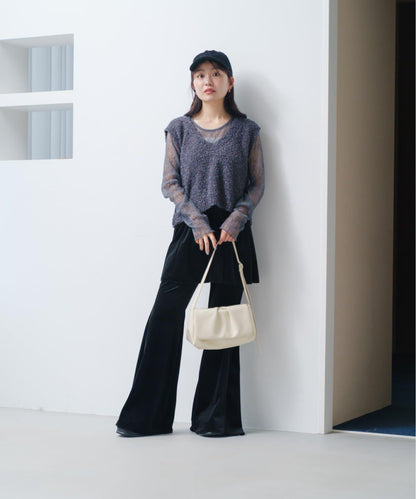 【・部分門店限定/2尺碼可選/小個子尺碼】天鵝絨半身裙褲套裝