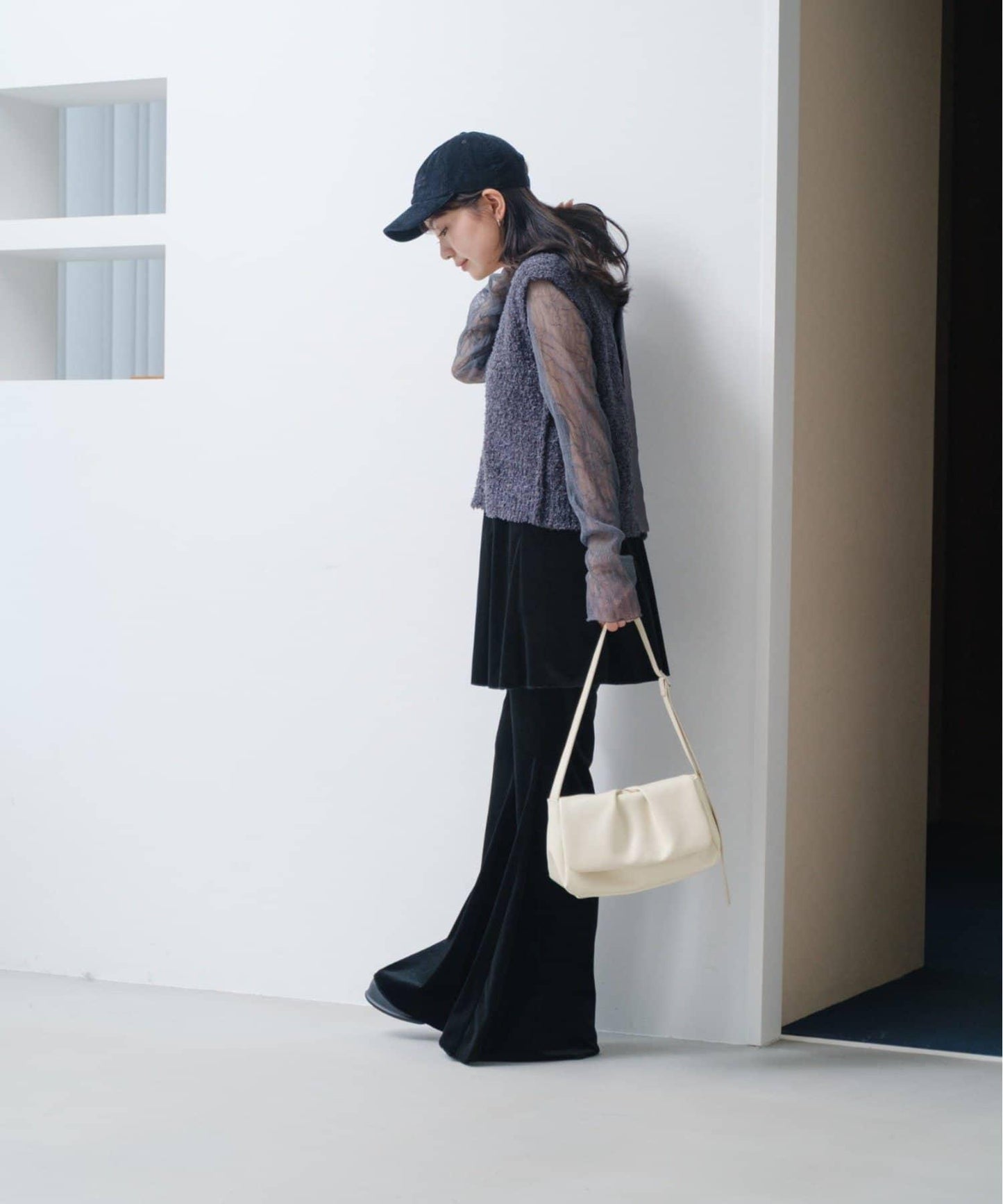 【・部分門店限定/2尺碼可選/小個子尺碼】天鵝絨半身裙褲套裝