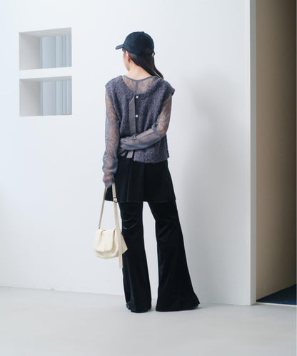 【・部分門店限定/2尺碼可選/小個子尺碼】天鵝絨半身裙褲套裝