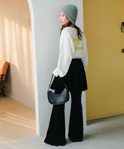 【・部分門店限定/2尺碼可選/小個子尺碼】天鵝絨半身裙褲套裝