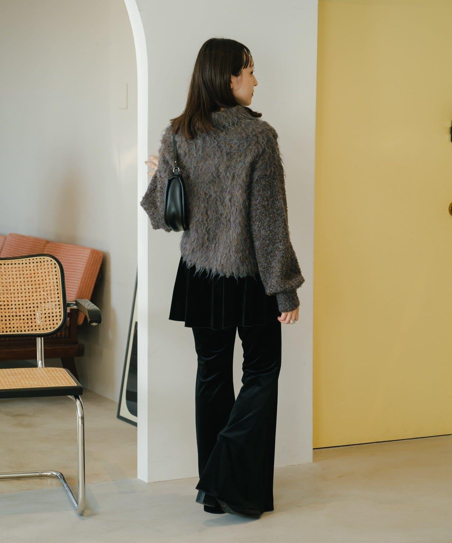 【・部分門店限定/2尺碼可選/小個子尺碼】天鵝絨半身裙褲套裝