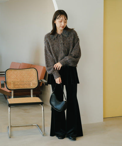 【・部分門店限定/2尺碼可選/小個子尺碼】天鵝絨半身裙褲套裝