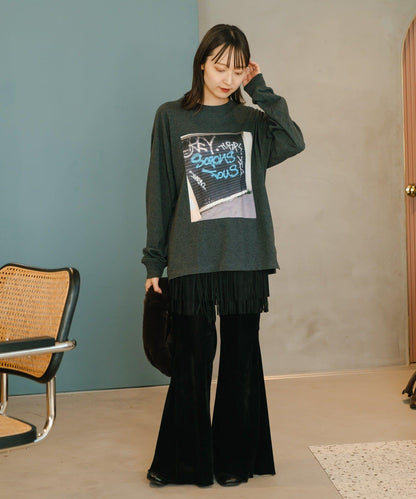 【・部分門店限定/2尺碼可選/小個子尺碼】天鵝絨半身裙褲套裝