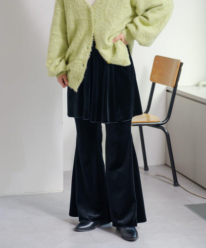 【・部分門店限定/2尺碼可選/小個子尺碼】天鵝絨半身裙褲套裝