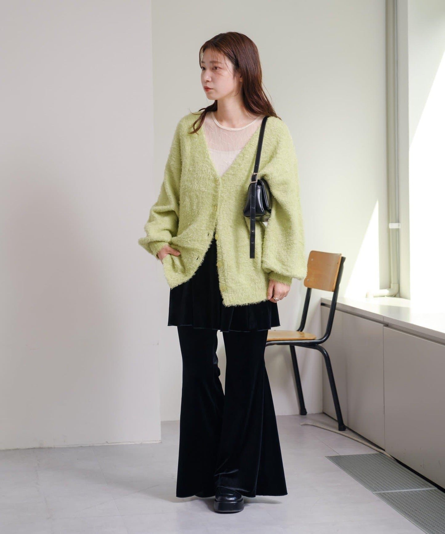 【・部分門店限定/2尺碼可選/小個子尺碼】天鵝絨半身裙褲套裝