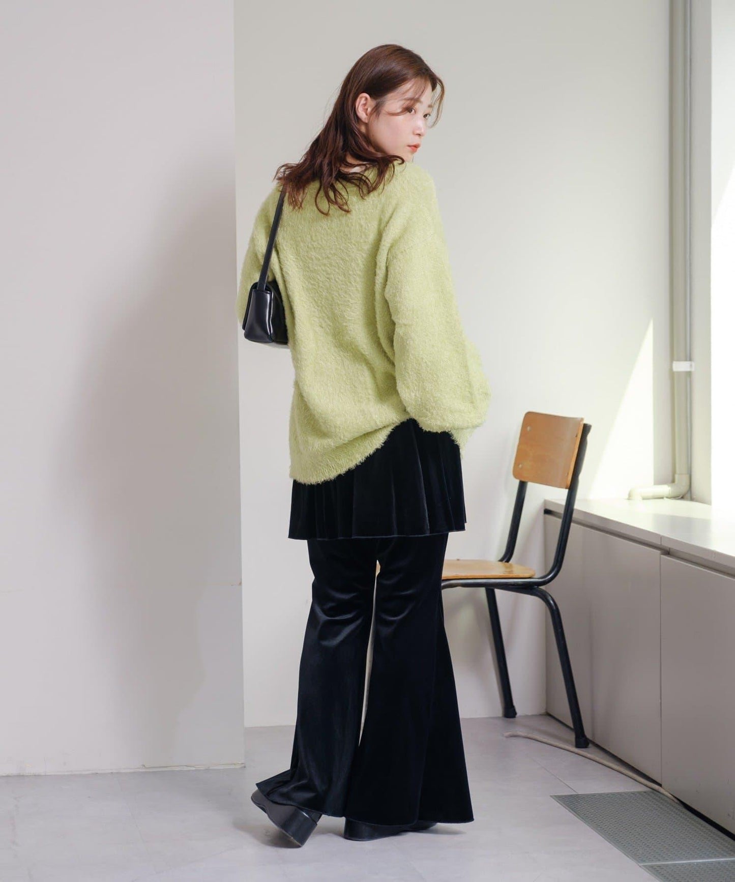 【・部分門店限定/2尺碼可選/小個子尺碼】天鵝絨半身裙褲套裝