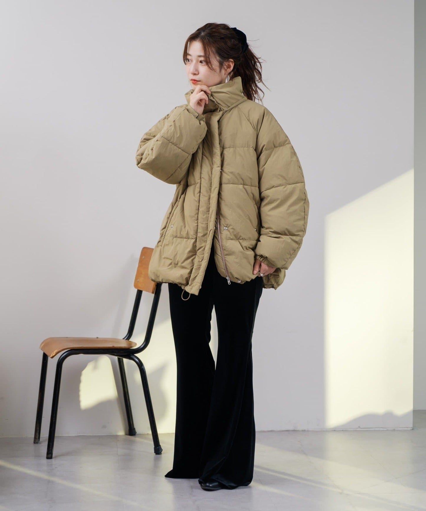 【・部分門店限定/2尺碼可選/小個子尺碼】天鵝絨半身裙褲套裝