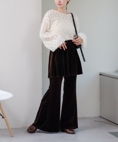 【・部分門店限定/2尺碼可選/小個子尺碼】天鵝絨半身裙褲套裝