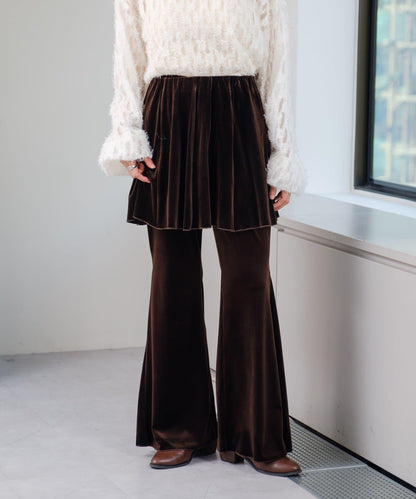 【・部分門店限定/2尺碼可選/小個子尺碼】天鵝絨半身裙褲套裝