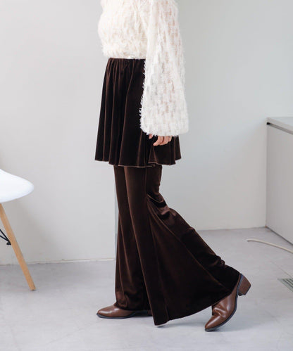 【・部分門店限定/2尺碼可選/小個子尺碼】天鵝絨半身裙褲套裝