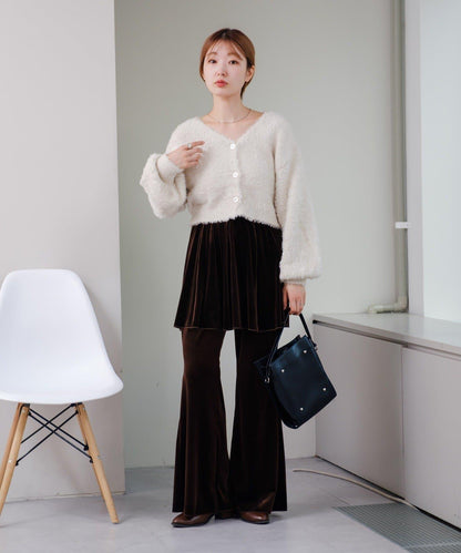 【・部分門店限定/2尺碼可選/小個子尺碼】天鵝絨半身裙褲套裝