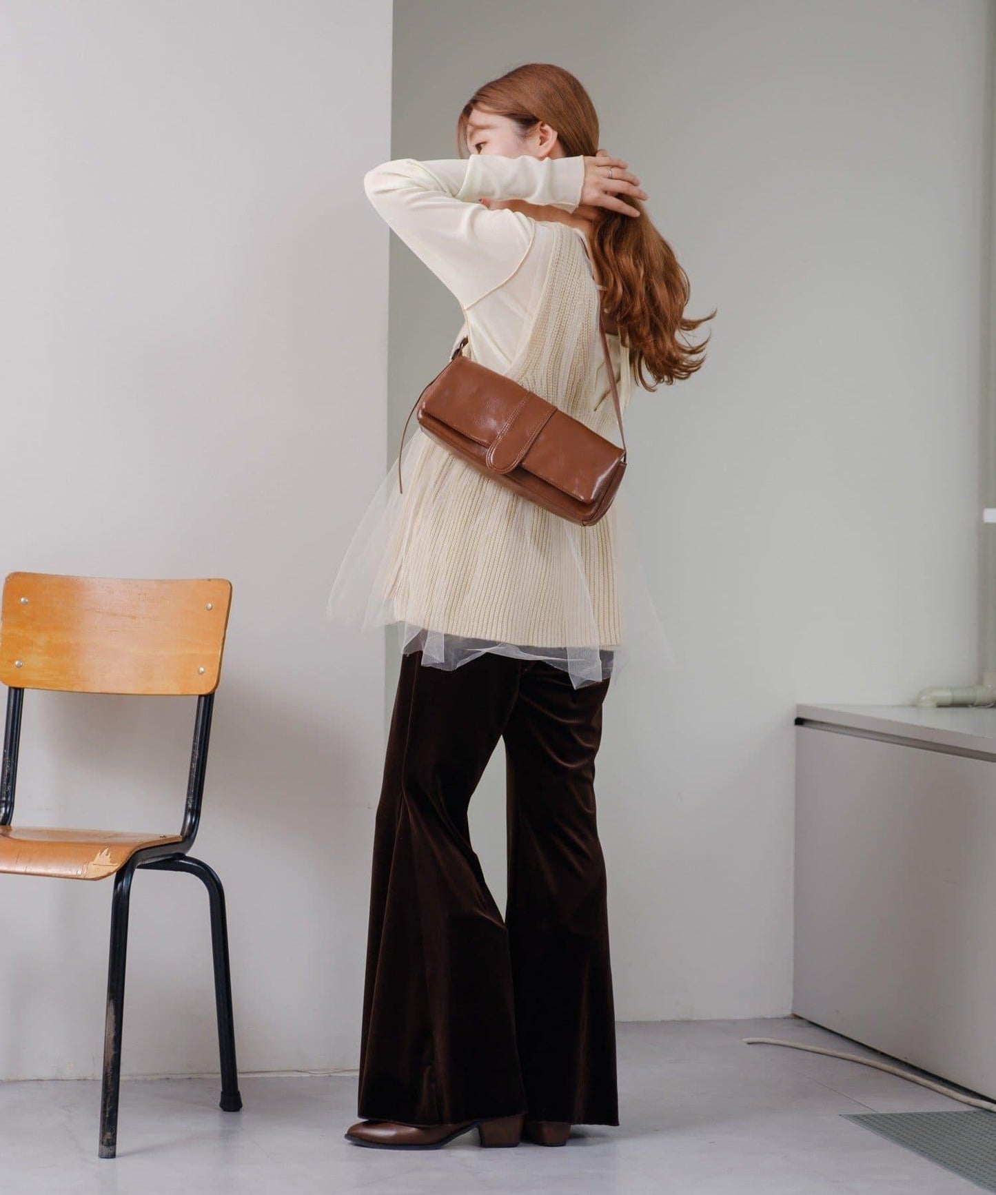 【・部分門店限定/2尺碼可選/小個子尺碼】天鵝絨半身裙褲套裝